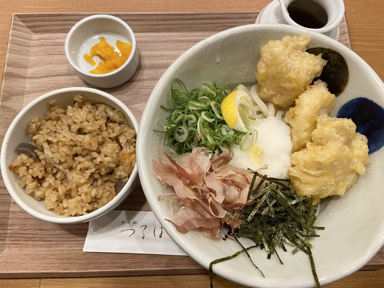 鶏天おろしうどん季節のかやくご飯